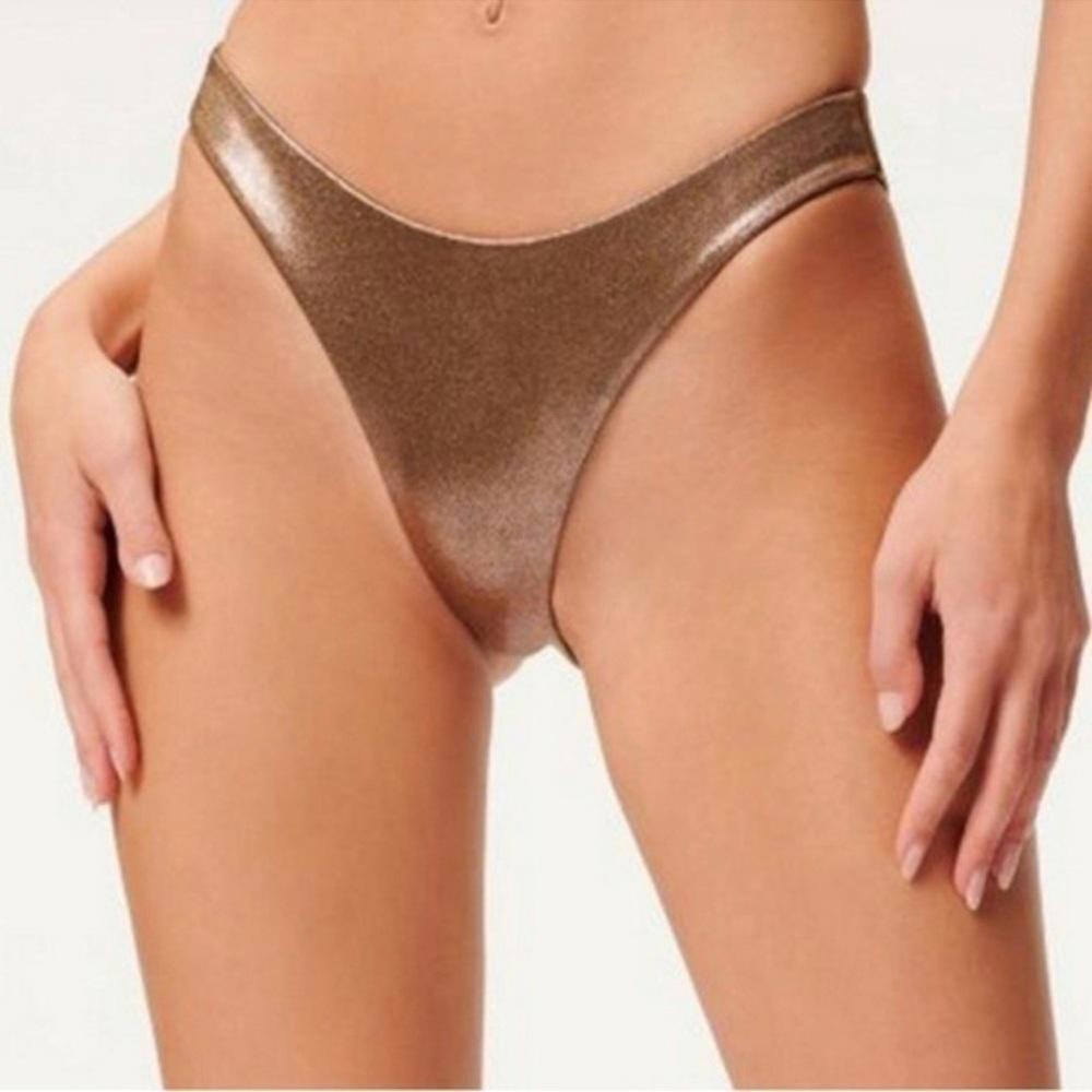 Good American Womens Foil Better Bikini Reversible Bottom Mocha Size L New - Picture 2 of 11